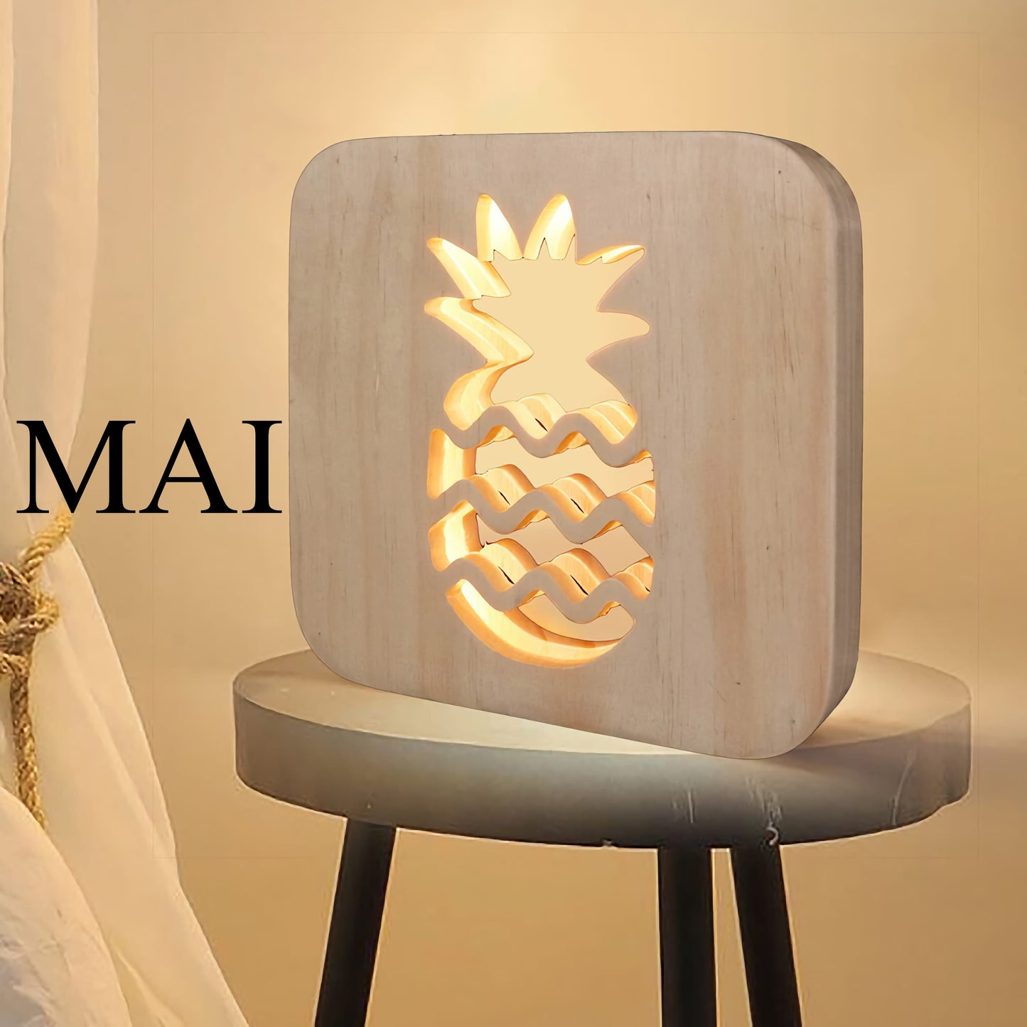 Ananas USB Luce notturna a LED in legno